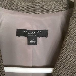Size 0P 2-button brown suit jacket. Ann Taylor.